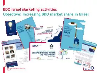BDO Israel Marketing activities Objective: Increasing BDO market share in Israel