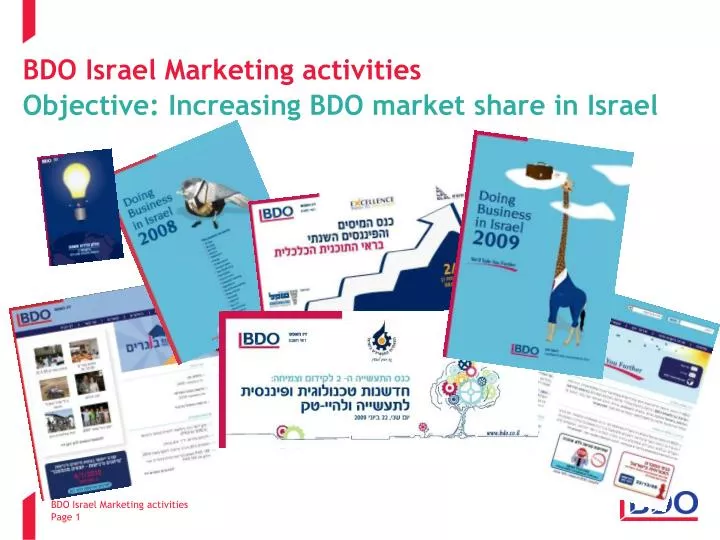 bdo israel marketing activities objective increasing bdo market share in israel
