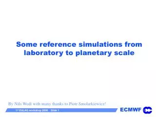 Some reference simulations from laboratory to planetary scale