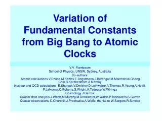 Variation of Fundamental Constants from Big Bang to Atomic Clocks