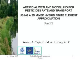 ARTIFICIAL WETLAND MODELLING FOR PESTICIDES FATE AND TRANSPORT