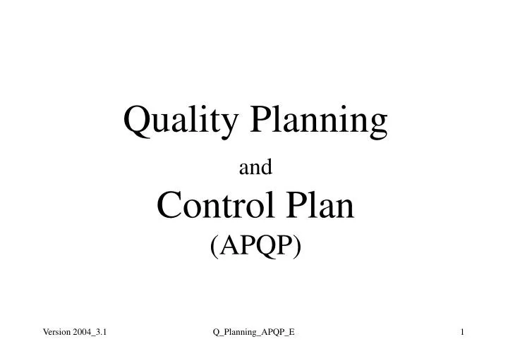 quality planning and control plan apqp