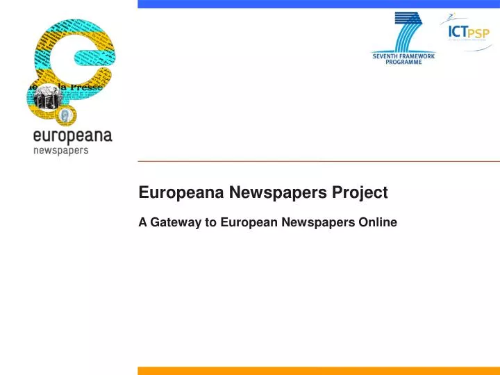 europeana newspapers project a gateway to european newspapers online