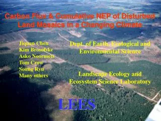 Carbon Flux &amp; Cumulative NEP of Disturbed Land Mosaics in a Changing Climate