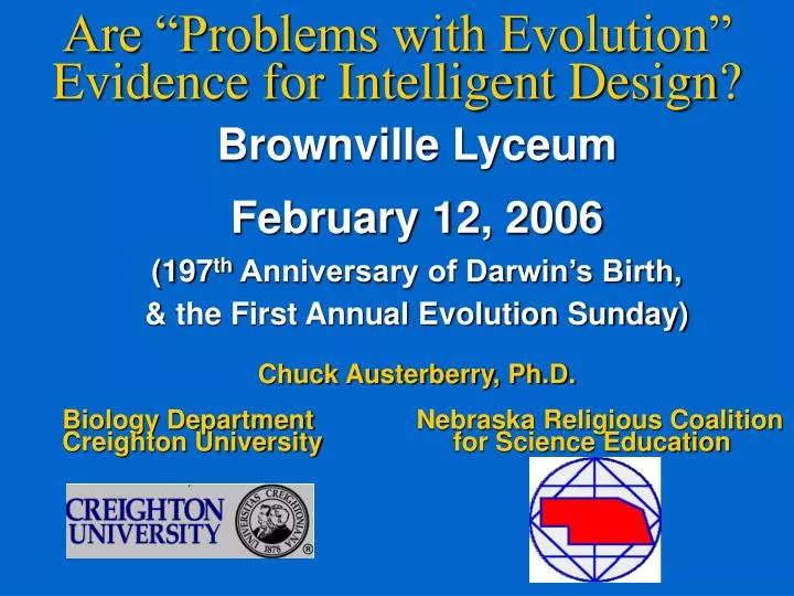 are problems with evolution evidence for intelligent design