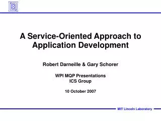 A Service-Oriented Approach to Application Development