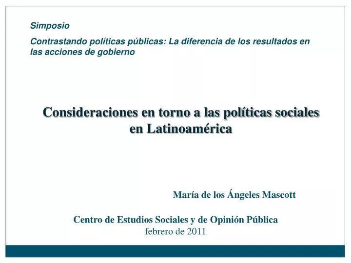 consideraciones en torno a las pol ticas sociales en latinoam rica