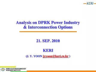 Analysis on DPRK Power Industry &amp; Interconnection Options