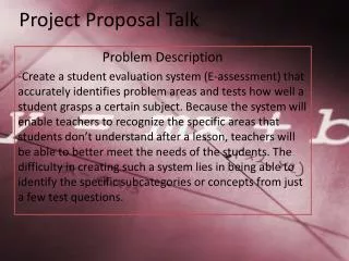 Project Proposal Talk