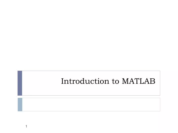 introduction to matlab