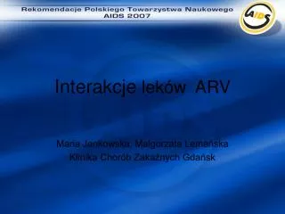 interakcje lek w arv
