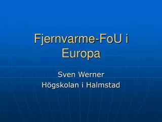 Fjernvarme-FoU i Europa