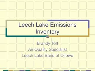 Leech Lake Emissions Inventory