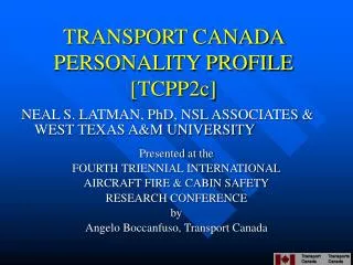 TRANSPORT CANADA PERSONALITY PROFILE [TCPP2c]