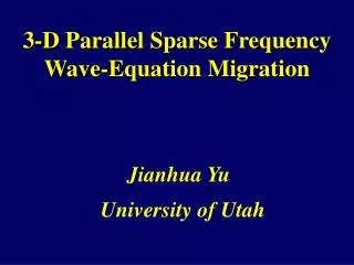 3-D Parallel Sparse Frequency Wave-Equation Migration