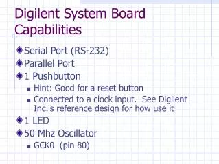 Digilent System Board Capabilities