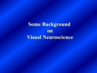 Some Background on Visual Neuroscience