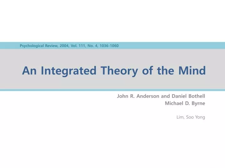 an integrated theory of the mind