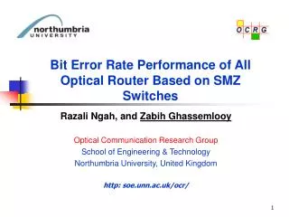 Razali Ngah, and Zabih Ghassemlooy Optical Communication Research Group