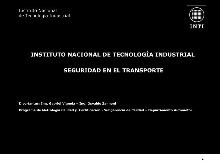 instituto nacional de tecnolog a industrial seguridad en el transporte