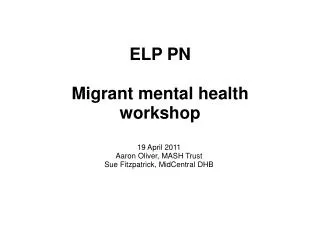 ELP PN Migrant mental health workshop