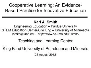 Cooperative Learning: An Evidence-Based Practice for Innovative Education
