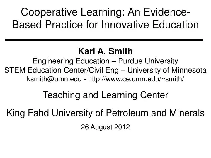 cooperative learning an evidence based practice for innovative education