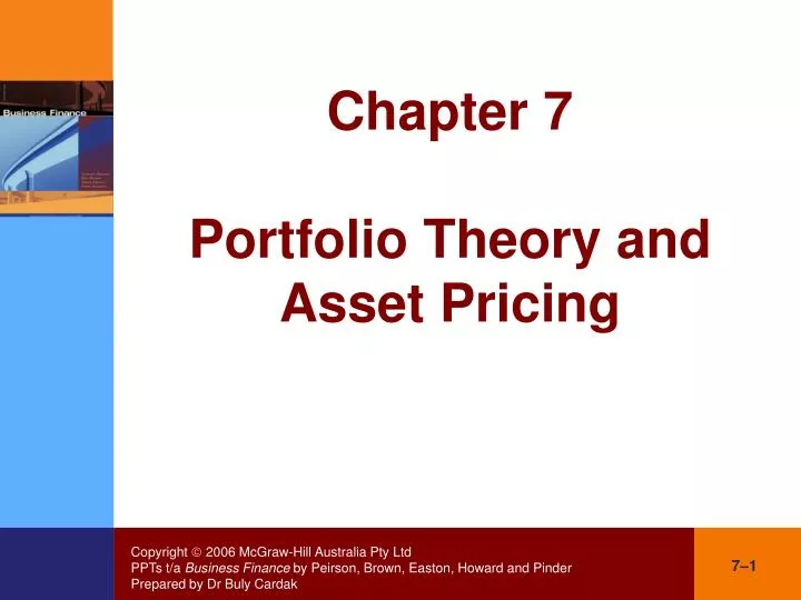 chapter 7 portfolio theory and asset pricing