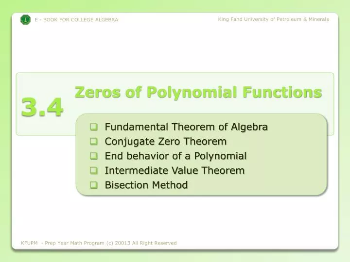 zeros of polynomial functions