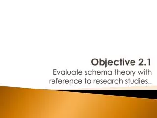 Objective 2.1 Evaluate schema theory with reference to research studies..