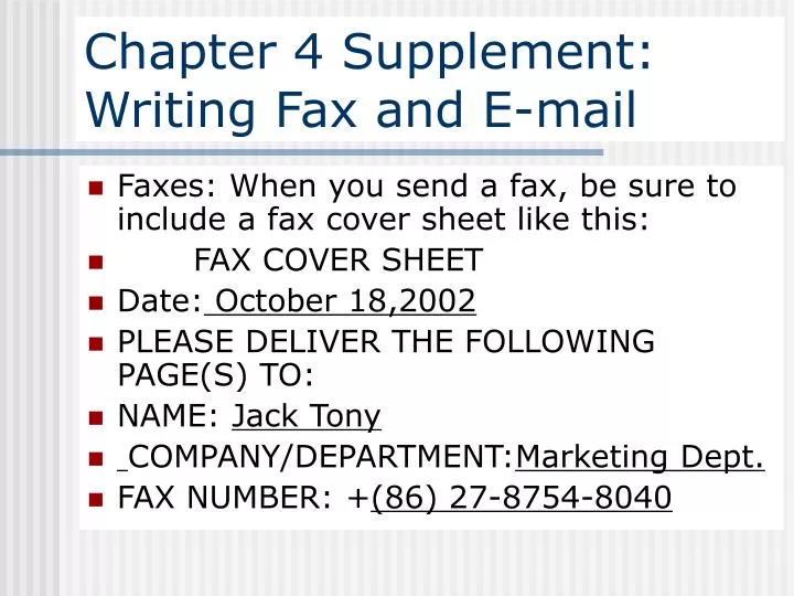 chapter 4 supplement writing fax and e mail