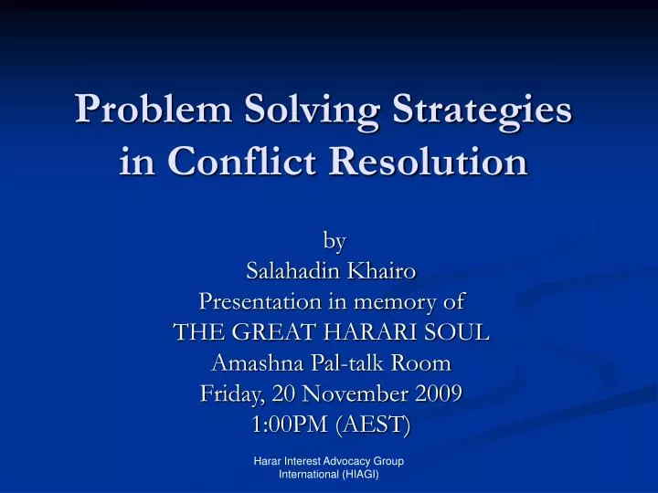 problem solving strategies in conflict resolution