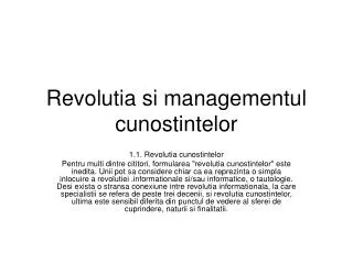 revolutia si managementul cunostintelor