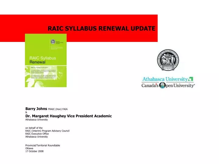 raic syllabus renewal update