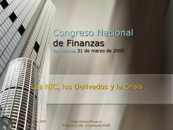 congreso nacional de finanzas barcelona 31 de marzo de 2009