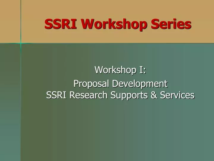 ssri workshop series