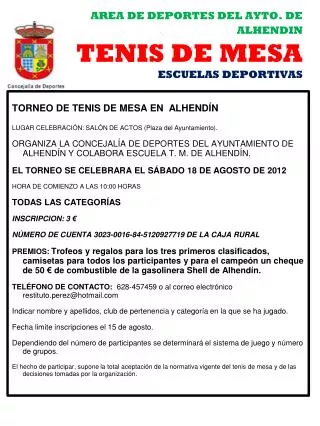 area de deportes del ayto de alhendin tenis de mesa escuelas deportivas