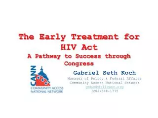 The Early Treatment for HIV Act A Pathway to Success through Congress