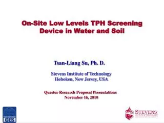 On-Site Low Levels TPH Screening Device in Water and Soil