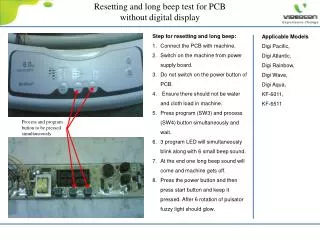 Step for resetting and long beep: Connect the PCB with machine.