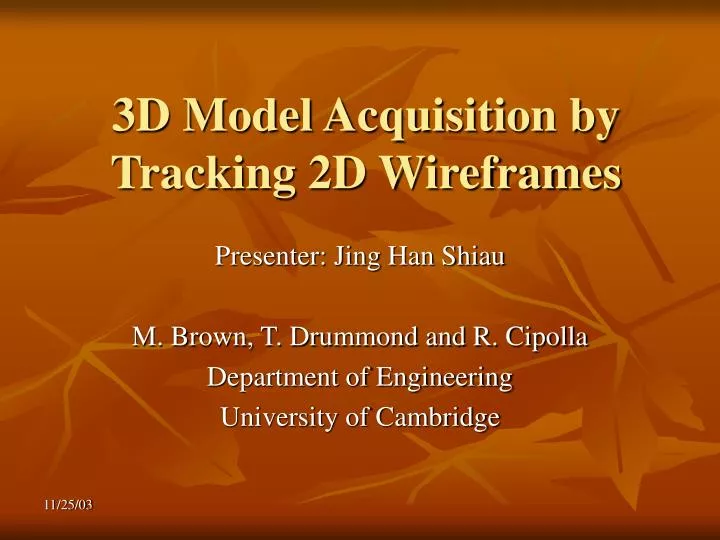 3d model acquisition by tracking 2d wireframes