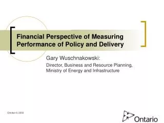 Financial Perspective of Measuring Performance of Policy and Delivery