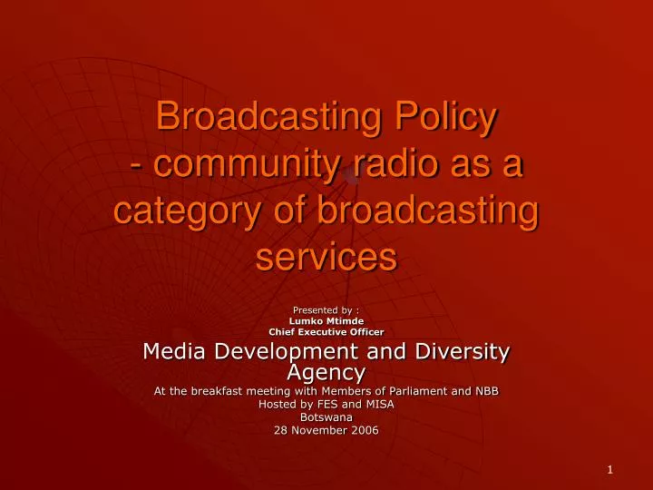 broadcasting policy community radio as a category of broadcasting services