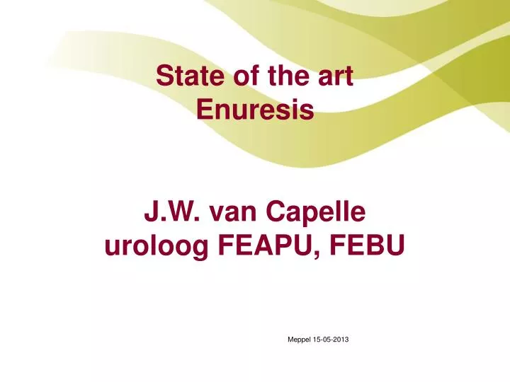 state of the art enuresis j w van capelle uroloog feapu febu