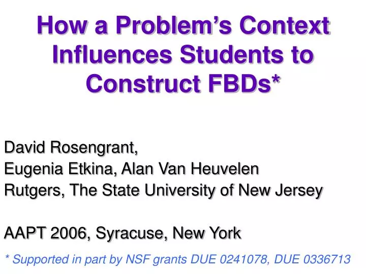 how a problem s context influences students to construct fbds