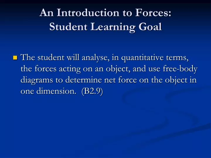 an introduction to forces student learning goal