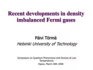Recent developments in density imbalanced Fermi gases