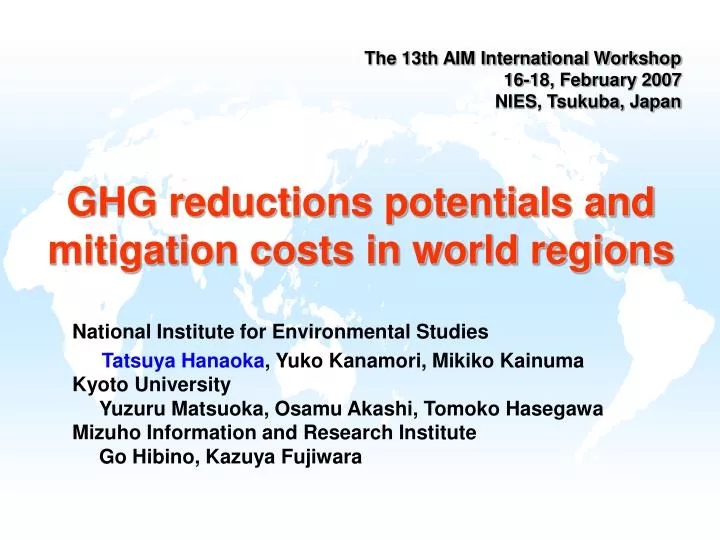 ghg reductions potentials and mitigation costs in world regions