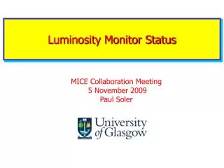 Luminosity Monitor Status
