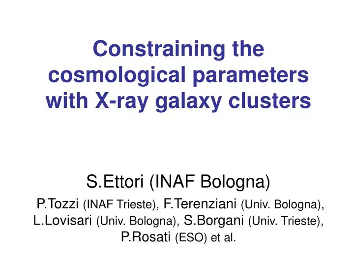 constraining the cosmological parameters with x ray galaxy clusters